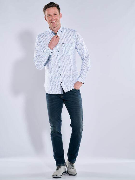 engbers Herren Langarm-Hemd gemustert Mittelblau 38773