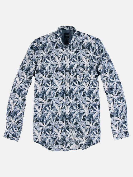 engbers Herren Strukturiertes Palmenhemd Saphirblau 29470