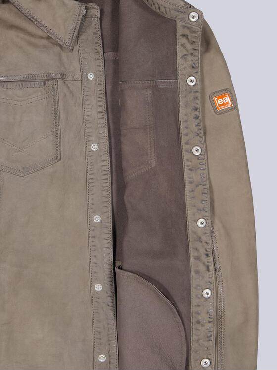 emilio adani Herren Leder-Overshirt Grau 39085