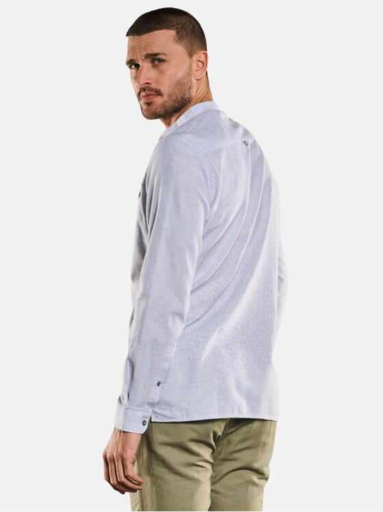 emilio adani Herren Langarm-Hemd mit Leinen-Anteil Blau 32997