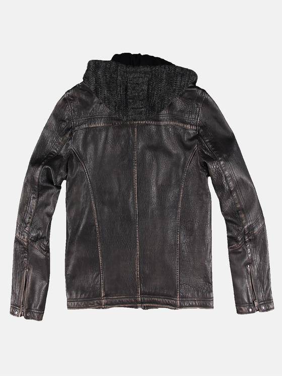 engbers Herren Lederjacke mit Strickkapuze Anthrazit 30216