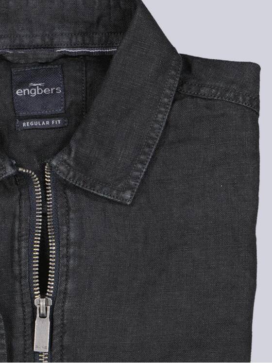 engbers Herren Leinen Overshirt mit Zipper Saphirblau 40212