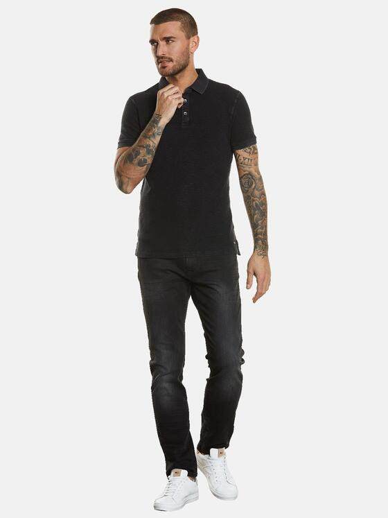 emilio adani Herren Polo-Shirt strukturiert Schwarz 34313