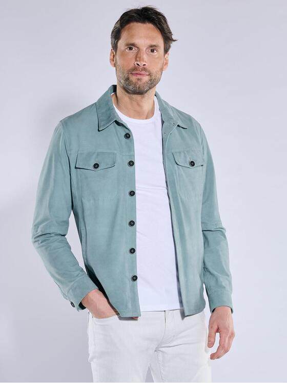 ENGBERS GERMANY Herren Overshirt aus Ziegenleder Tuerkis 38678