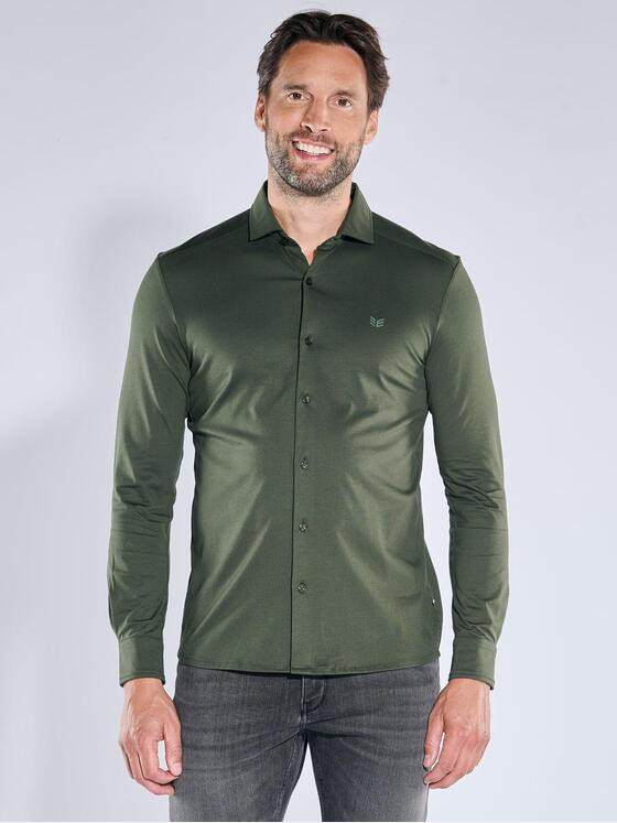ENGBERS GERMANY Herren Langarm-Hemd aus Pima Baumwolle Dunkelgruen 39573