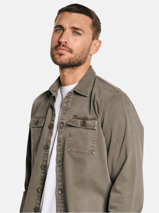 emilio adani Herren Overshirt mit Comfort-Stretch Grün 32617