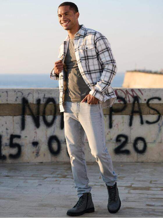 emilio adani Herren Overshirt kariert Naturweiss 39119