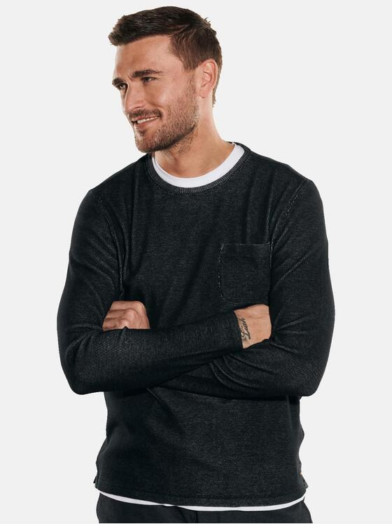 emilio adani Herren Pullover slim fit Schwarz 35249