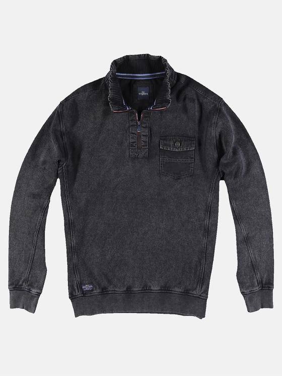 engbers Herren Sweatshirt mit Rippenstruktur Granitgrau 31667
