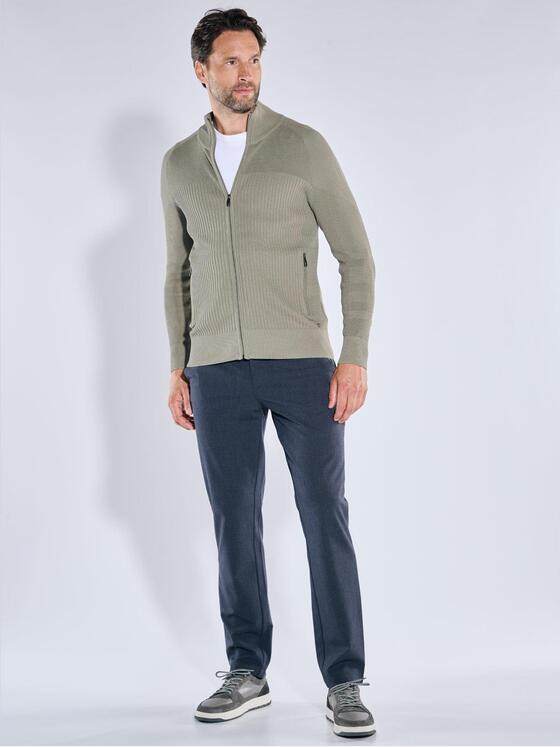 engbers Herren Strickjacke mit Strukturwechsel Gruen 39232