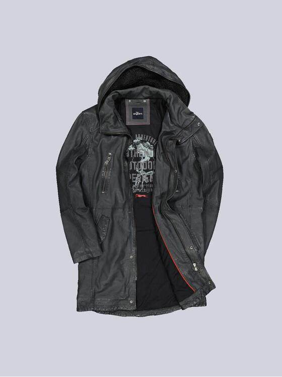 engbers Herren Lederjacke mit abnehmbarer Kapuze Grau 35442