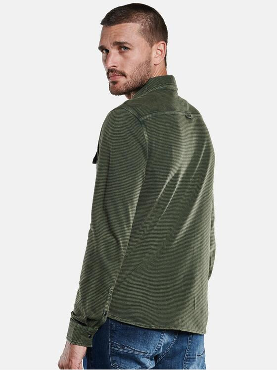 emilio adani Herren Langarm-Shirt mit Polokragen Grün 33732