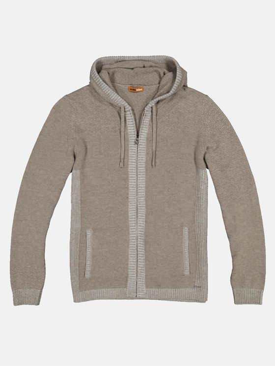 emilio adani Herren Strickjacke mit Kapuze Beige 32371