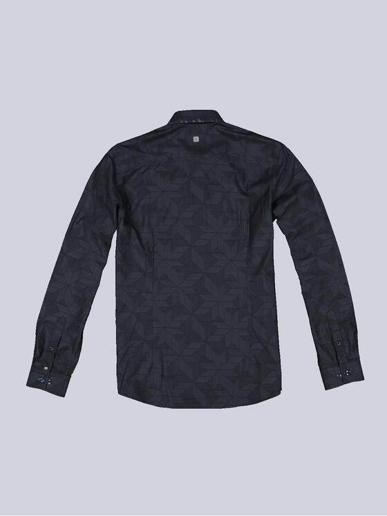 ENGBERS GERMANY Herren Langarm-Hemd mit innovativem Jaquard-Print Anthrazit 33796