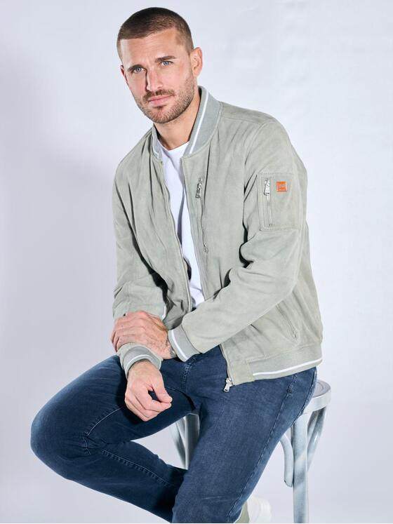 emilio adani Herren Lederjacke Hellgruen 40002