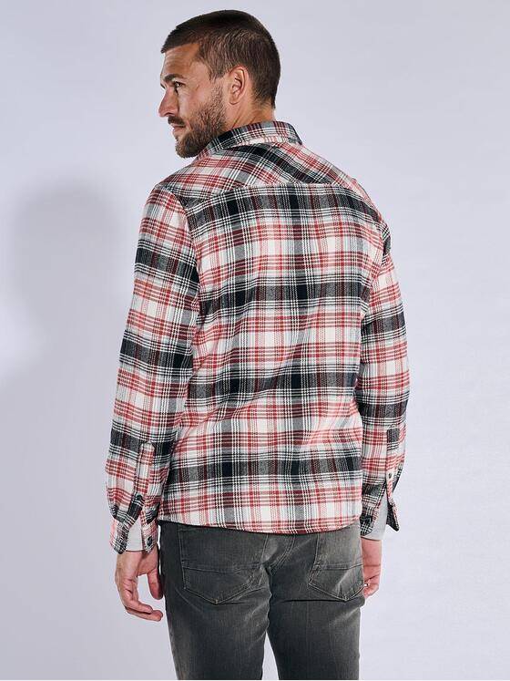 emilio adani Herren Overshirt kariert Orange 37563