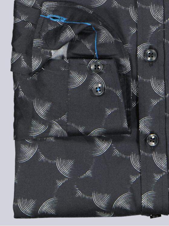 ENGBERS GERMANY Herren Langarm-Hemd gemustert Schwarz 39575