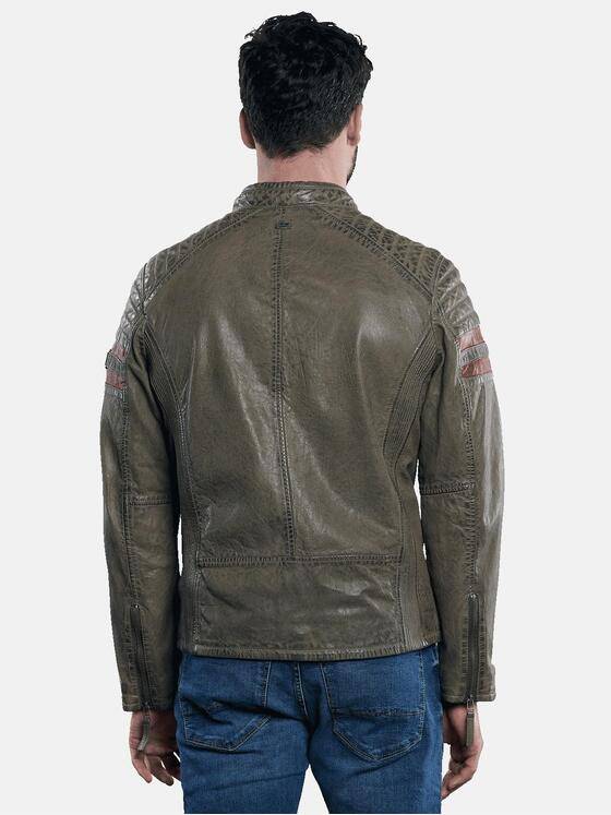engbers Herren Lederjacke im Bikerstyle Grün 31033