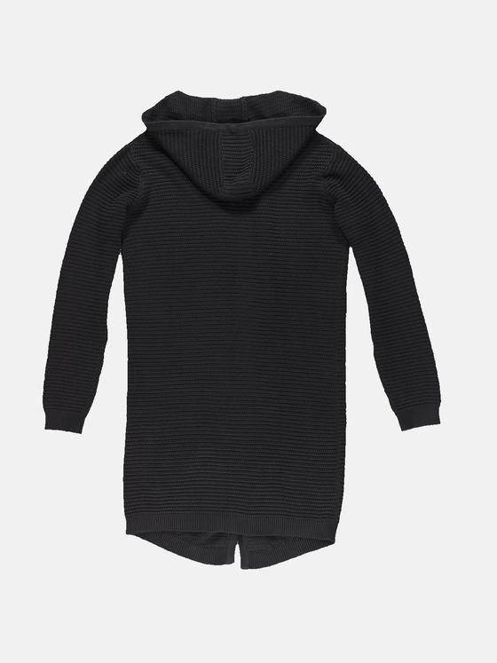 emilio adani Herren Langer Strickcardigan mit Kapuze Schwarz 30415