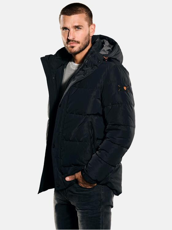 emilio adani Herren Steppjacke mit Kapuze Schwarz 35509