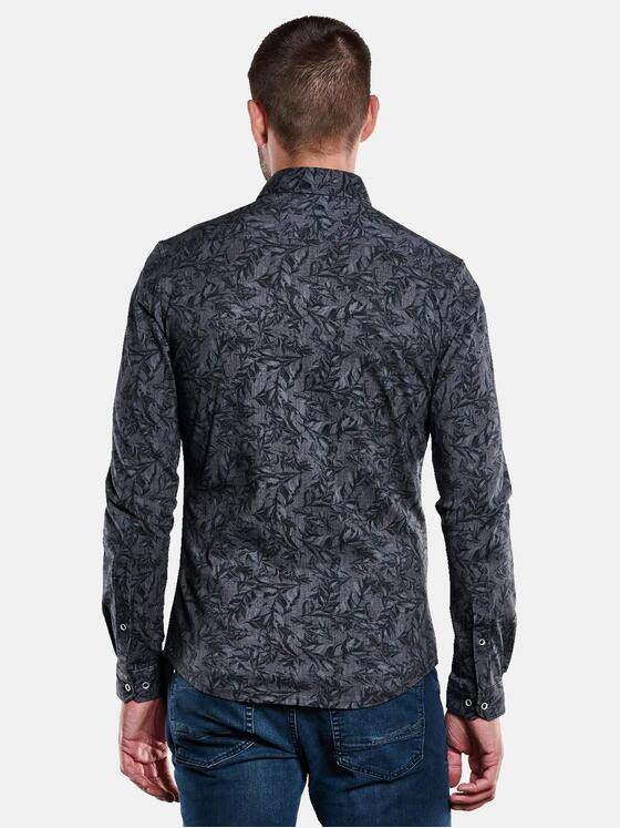 emilio adani Herren Langarm-Hemd mit floralem Print Türkis 33344