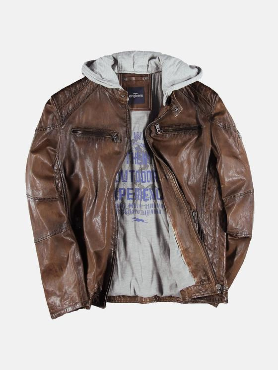 engbers Herren Lederjacke im used-Look Braun 31021