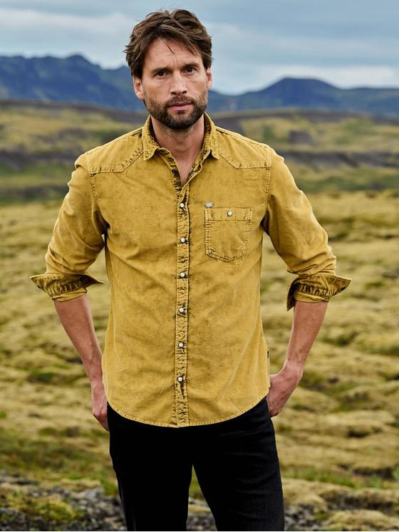 engbers Herren Langarm-Hemd uni Gelb 35657