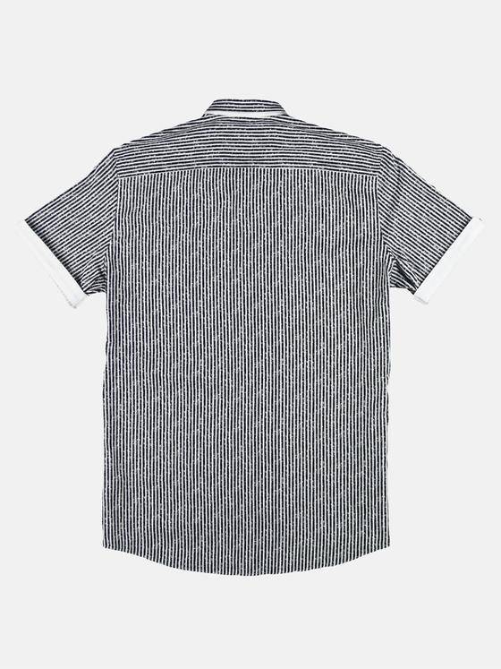 emilio adani Herren gestreiftes Hemd aus softer Halbleinen Ware Schwarz 29441