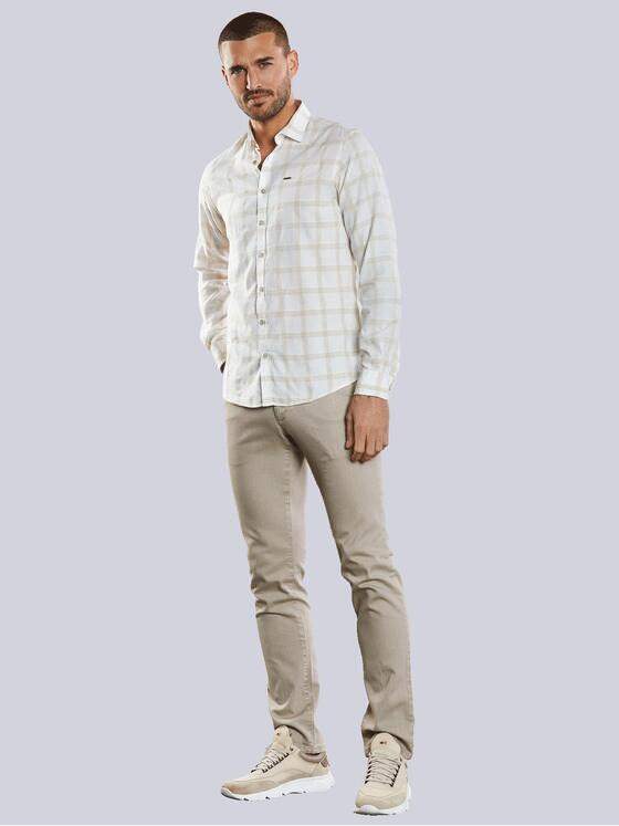 emilio adani Herren Langarm-Hemd kariert Beige 34296