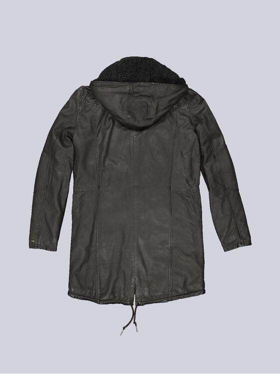 emilio adani Herren Leder-Parka mit abnehmbarer Kapuze Grün 33530