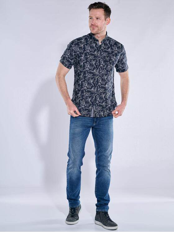 engbers Herren Kurzarm-Hemd gemustert Blau 38293