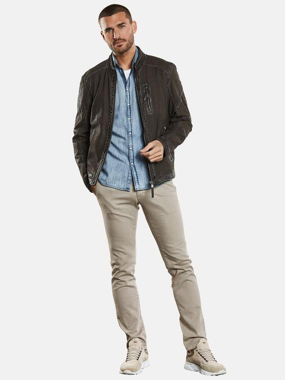 emilio adani Herren Lederjacke aus Nubuk-Leder Grün 34223