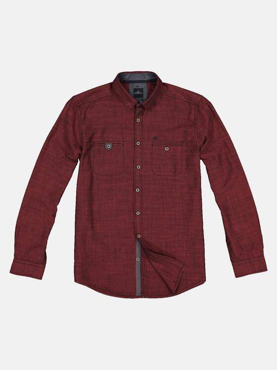 engbers Herren Langarm-Hemd strukturiert Rot 33379