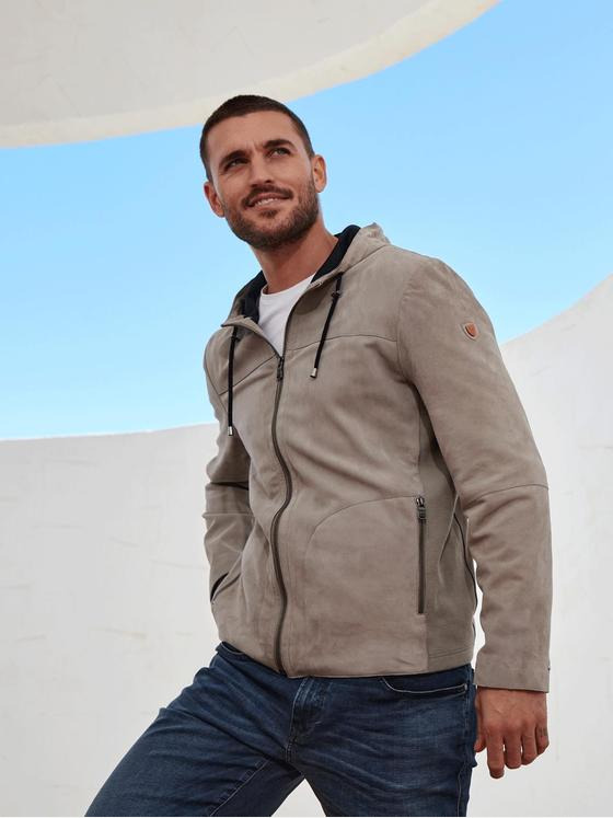 emilio adani Herren Lederjacke Nubukleder Beige 32571