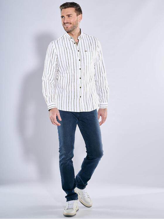 emilio adani Herren Langarm-Hemd gestreift Naturweiss 38483