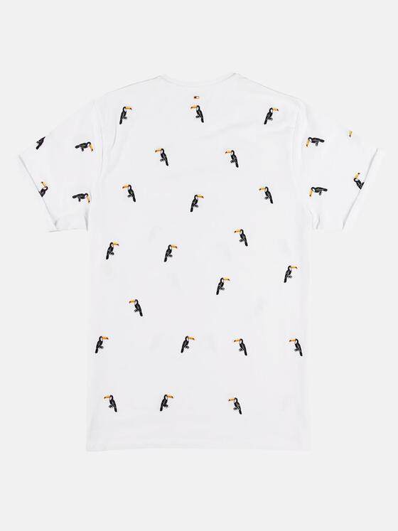 emilio adani Herren Bio-Baumwoll-T-Shirt mit besonderer Tukan Stickerei Weiß 29619
