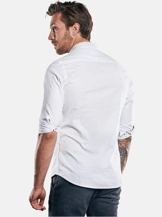 emilio adani Herren Modisches Langarmhemd mit Details in floralem Design Weiß 30087