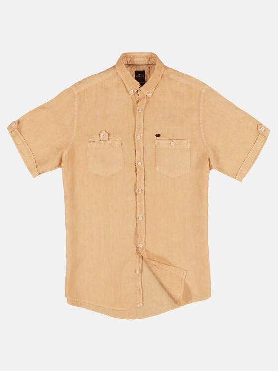 engbers Herren Kurzarm-Hemd aus Leinen Sonnenorange 31741