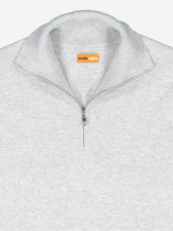 emilio adani Herren Pullover mit Troyerkragen Grau 37858