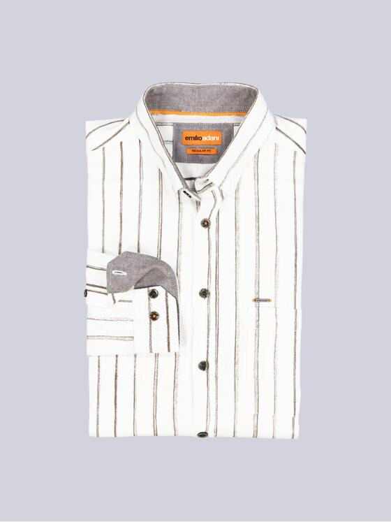 emilio adani Herren Langarm-Hemd gestreift Naturweiss 38483