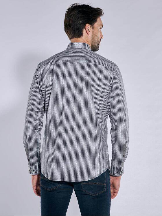 engbers Herren Langarm-Hemd gestreift Schwarz 38110