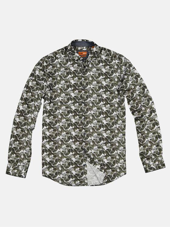 emilio adani Herren Langarm-Hemd mit Floralprint Grün 32289