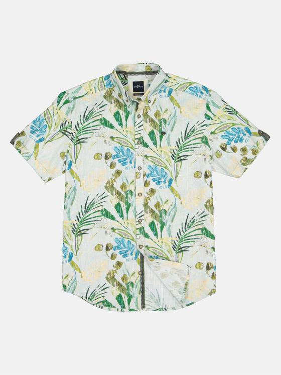 engbers Herren Kurzarm-Hemd mit Floralprint Grün 33062