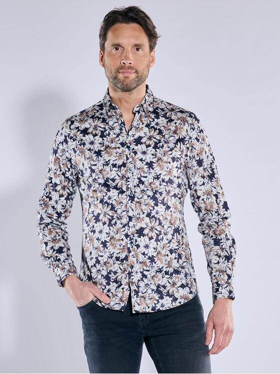 ENGBERS GERMANY Herren Langarm-Hemd aus flexiblem Warenmaterial Mehrfarbig 38540