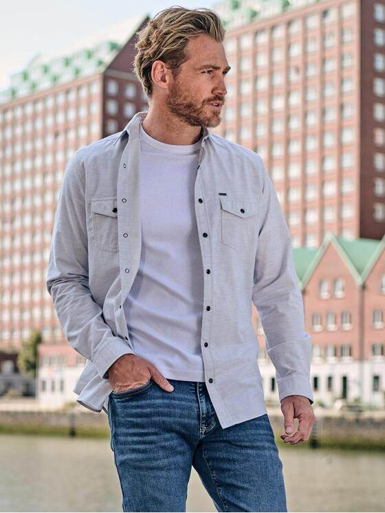 engbers Herren Langarm-Hemd uni Hellblau 39196