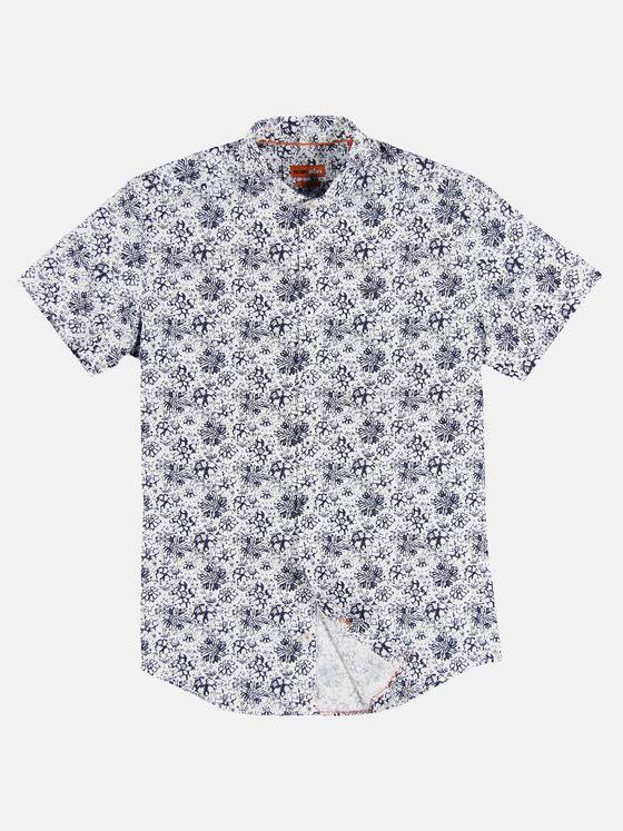 emilio adani Herren Kurzarm-Hemd mit All-Over-Print Blau 31318