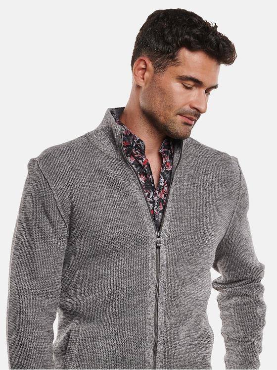 engbers Herren Strickjacke in zweifarbiger Optik Silbergrau 32282