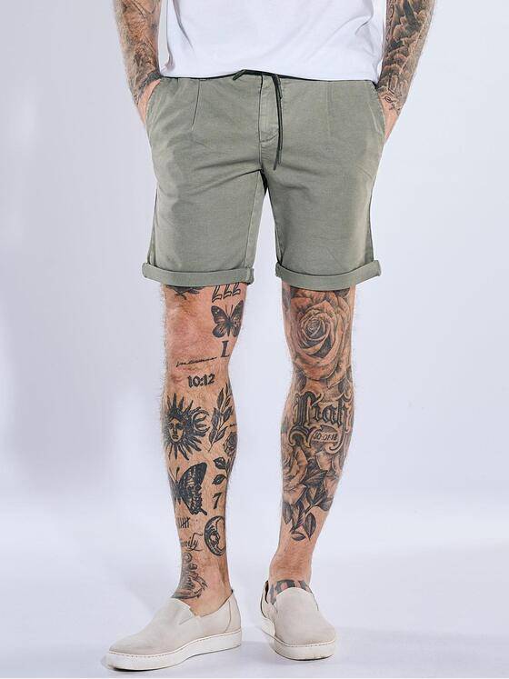 emilio adani Herren Bermuda Chino mit Tunnelzug Khaki 40738