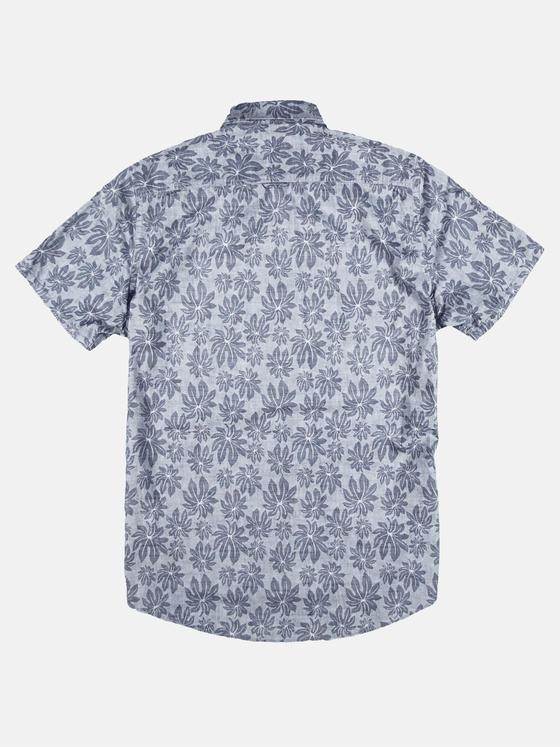 emilio adani Herren Baumwollhemd mit gewebtem Floralmuster Blau 29432