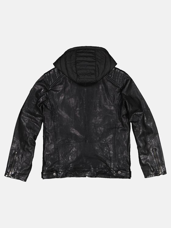 engbers Herren Lederjacke mit Inlet Schwarz 32255
